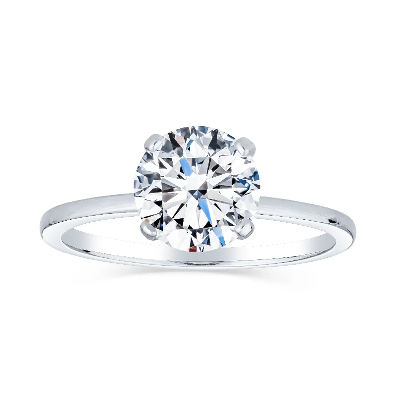 halo diamond engagement rings for women-Thin Solitaire Engagement Rings Tapered