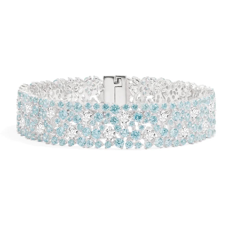 modern bangles for women-White & Lagoon Blue Pavé Bracelet