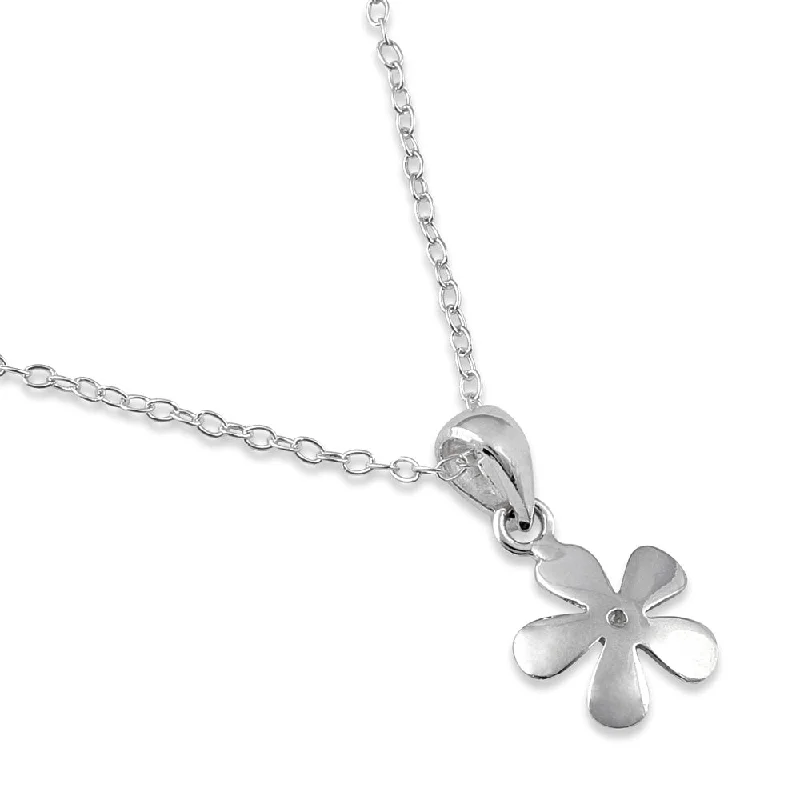 affordable gold necklaces for women-Sterling Silver Flower Necklace