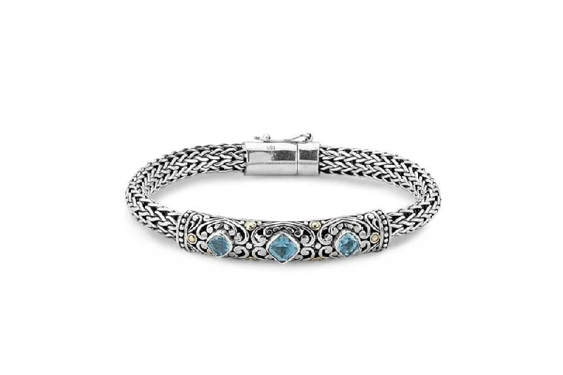 luxury bangles for brides-Trilang Bracelet- Blue Topaz