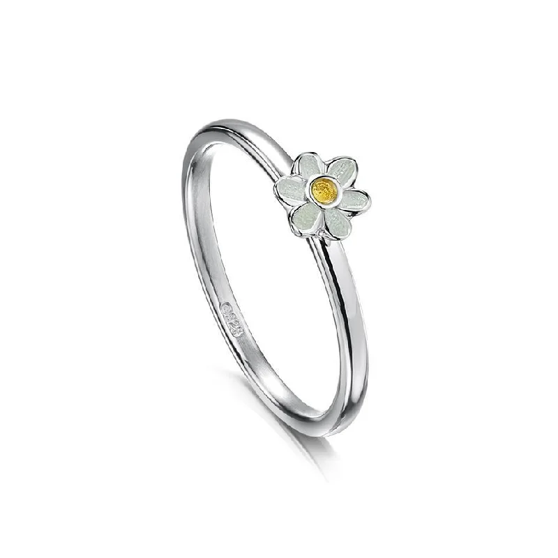 unique gemstone rings for women-Sterling Silver Daisies at Dawn Ring - ER0236