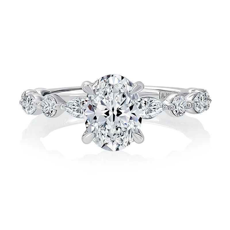 vintage-style engagement rings for women-A.Jaffe Engagement Rings Floating Alternating Round and Marquise Diamond Engagement Ring MECOV2929T/312