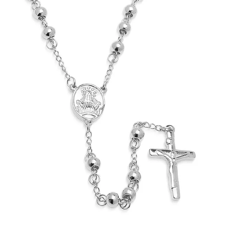 crystal pendant necklaces for women-Stainless Steel 6MM Religious Rosary Men's Necklace