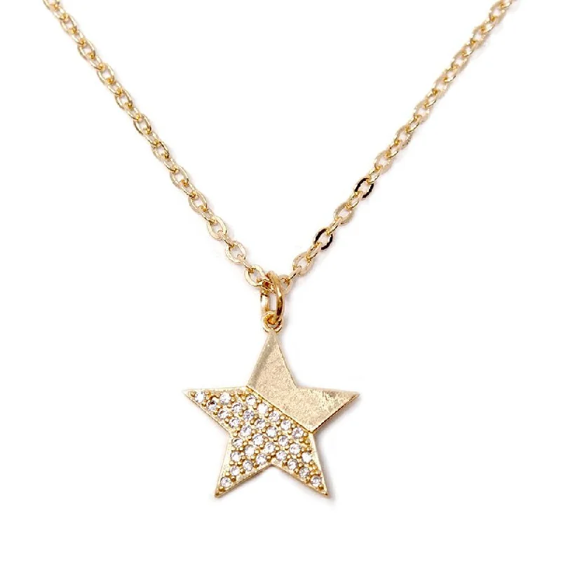 affordable gold necklaces for women-CZ Star Necklace Gold Plated