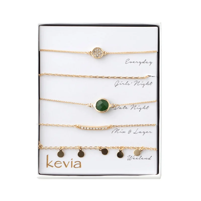 gold bracelets for women-Emerald Theme Bracelet Box Set