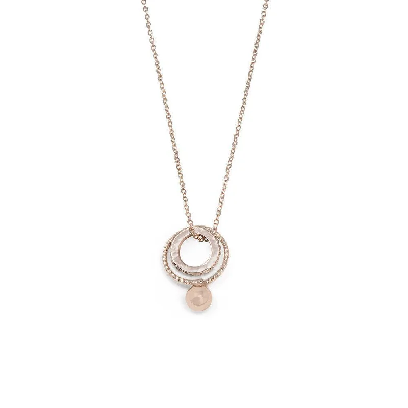 boho necklaces for women-Long Necklace with CZ Ring Pendant RoseGold Plated