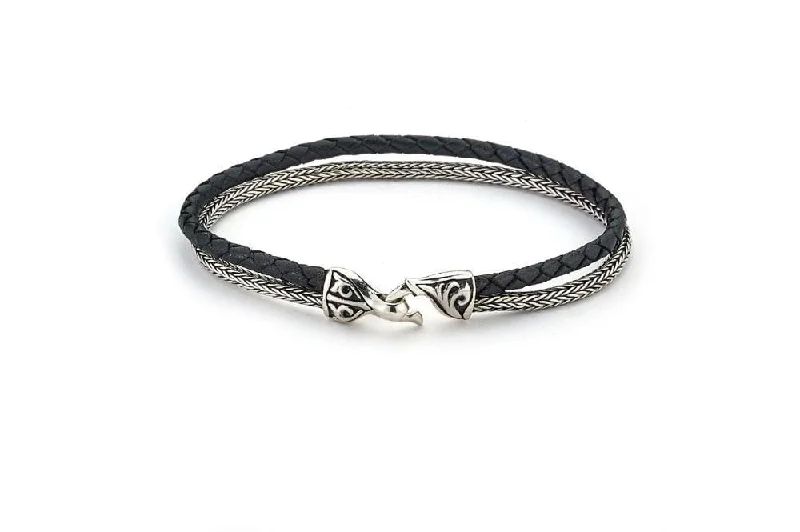 vintage bracelets for women-Latitude Bracelet- Black Leather