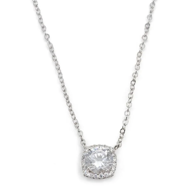 stylish chain necklaces for women-Necklace Rounded SQ CZ Station