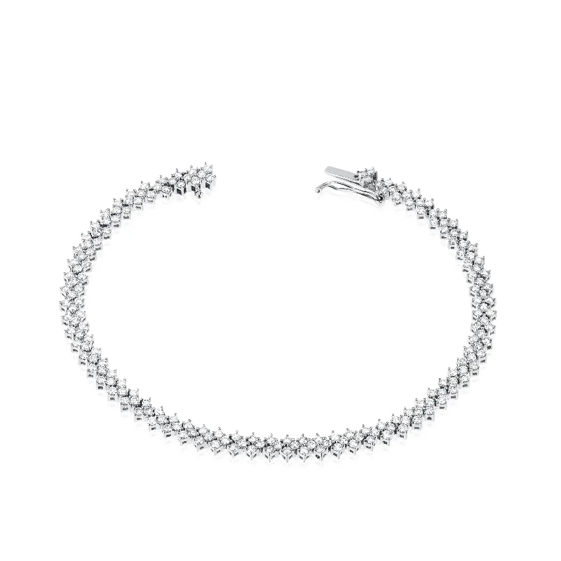 delicate silver bracelets for women-Chevron Tennis Bracelet