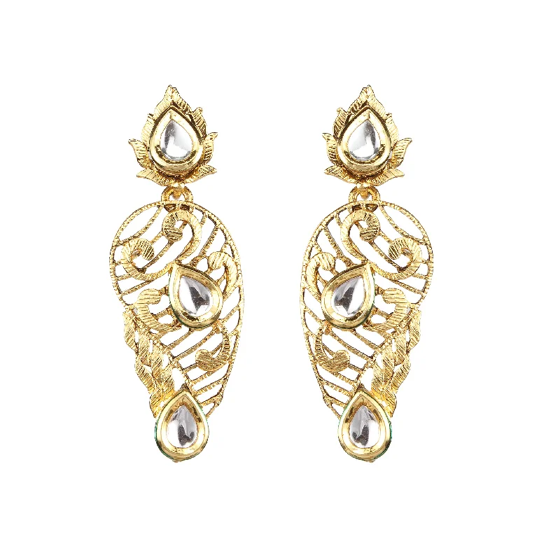 fine jewelry earrings for women-Amina Creation Gold Plated Dangler Earrings