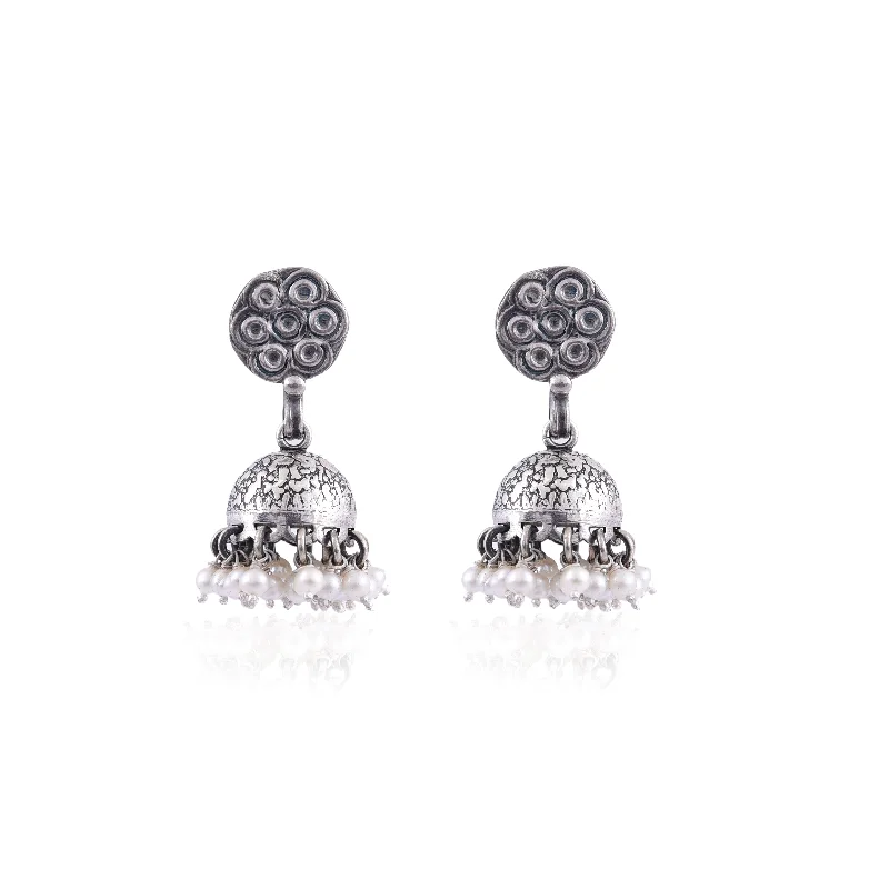 boho earrings for women-Silver Mountain 925 Sterling Jhumki Earrings