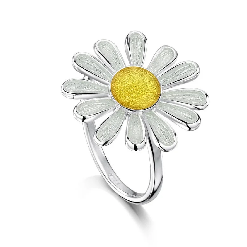 dainty rings for women-Sterling Silver Daisies at Dawn Ring - ER233