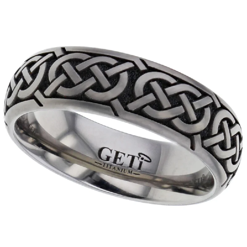 glamorous rings for women-Celtic Titanium Ring - 2204-CLK7