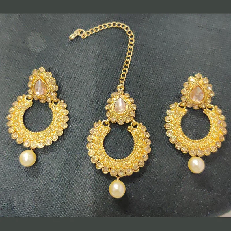 high-end earrings for women-Shreeji Gold Plated Earrings With Mangtikka