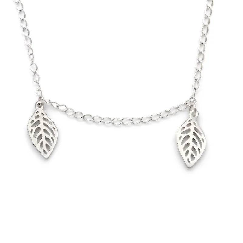 beautiful necklaces for women-Stainless Steel Leaf Necklace