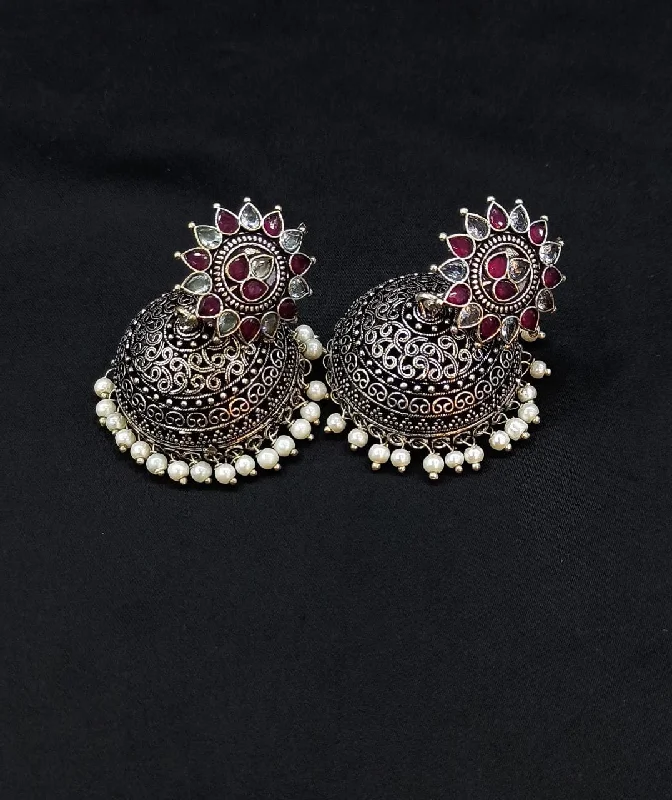 small hoop earrings for women-Manisha Jewellery Oxidised Plated Jhumki Earrings