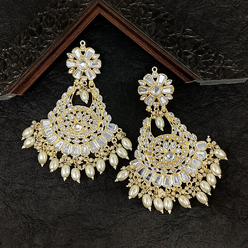 diamond earrings for women-Bhavi Jewels Gold Plated Kundan Stone Dangler Earrings