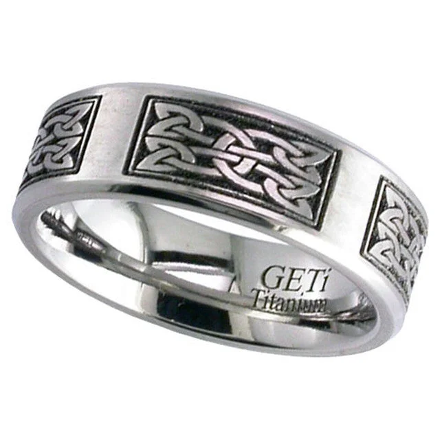 luxury rings for women-Titanium Celtic Knot Ring 2226CH-CD15