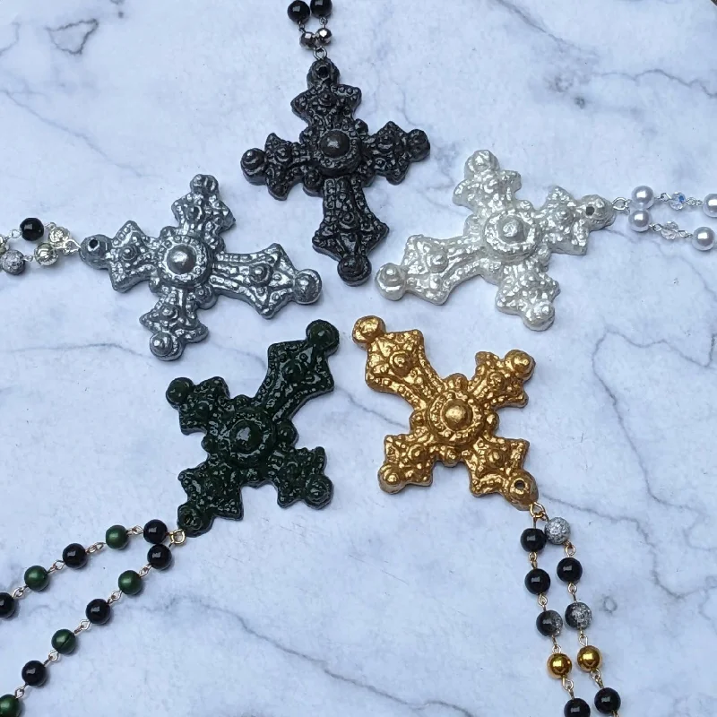 matching necklaces and earrings sets-Chunky Cross Necklace