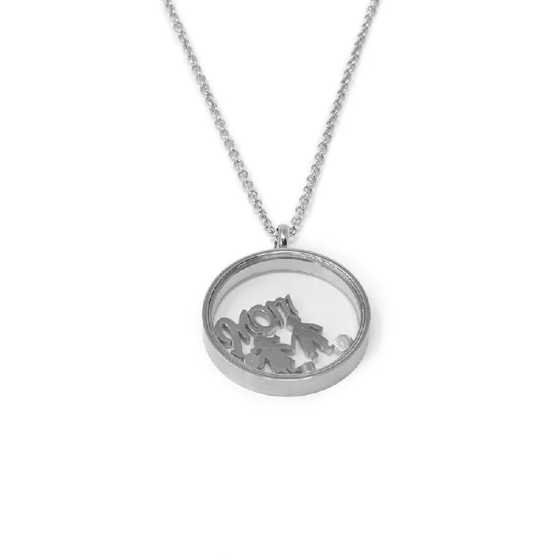 silver necklaces for women-Stainless Steel Mom Glass Locket Necklace