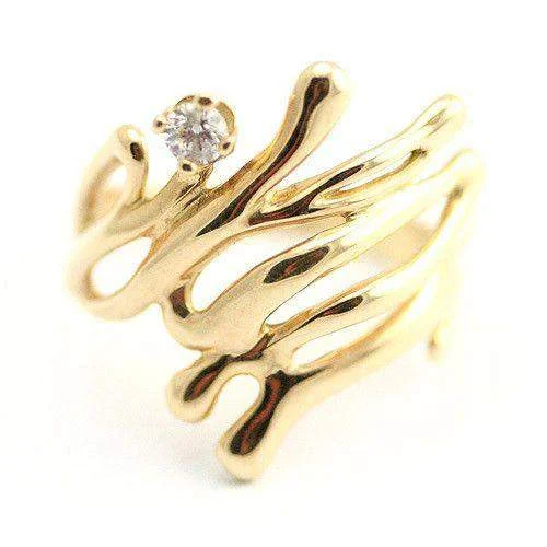 sparkling diamond rings for women-14ct Gold & Diamond Designer Ring