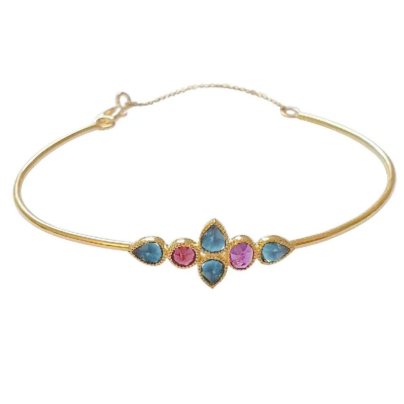 cuff bangles for women-Color Nova Bangle Blue Topaz, Pink Tourmaline, Amethyst - 18k Gold