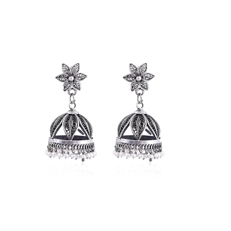 wedding earrings for women-Silver Mountain 925 Sterling Jhumki Earrings