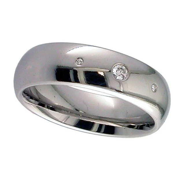 modern rings for women-Titanium And Diamond Wedding Ring - 2204-3XDS