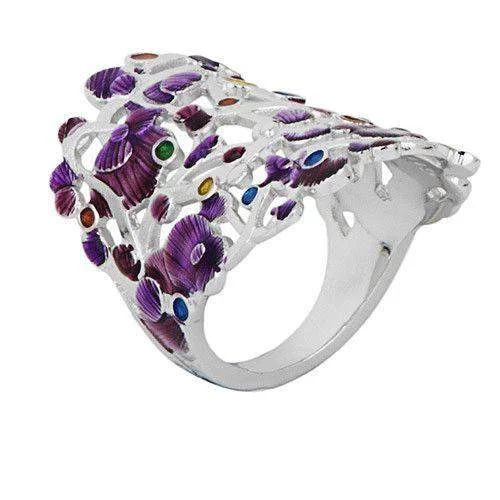 fashion rings for women-Silver & Enamel Designer Ring - Calicaos 716115