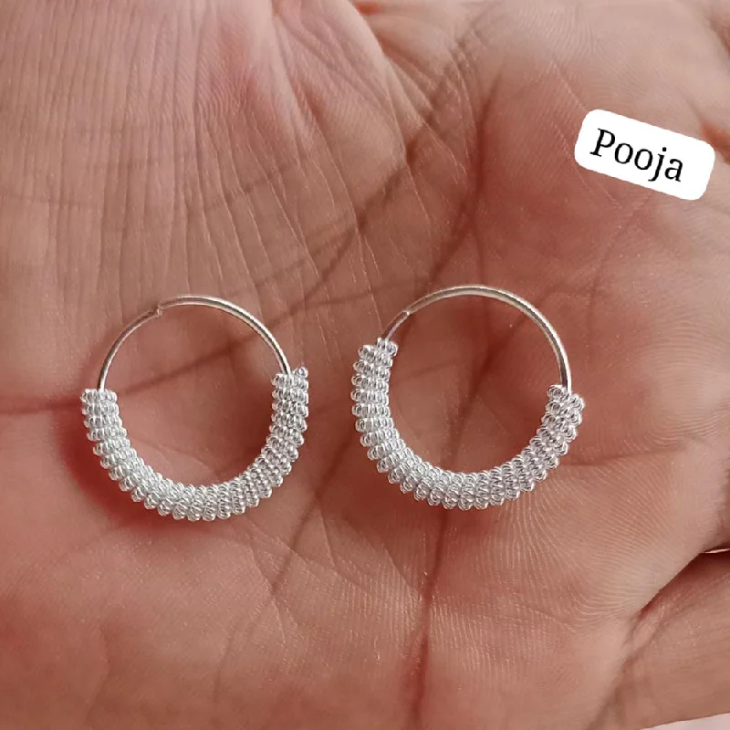 oversized earrings for women-Pooja Bangles Silver Plated Hoop Earrings