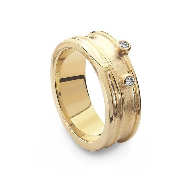 high-end rings for women-Fea Yellow Gold Ring - 26059-1