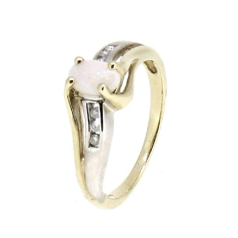 silver rings for women-9 Ct Yellow Gold Opal And Diamond Ring 51t37