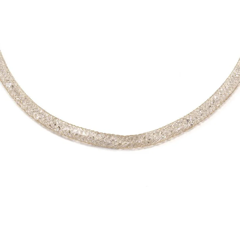 chic necklaces for women-Mesh Clear Crystal Necklace Gold Tone