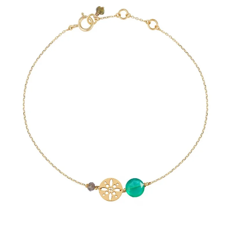 gemstone bracelets for women-Pastille Sun Bracelet Green Agate - 18k Gold