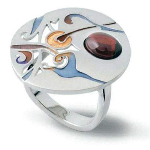 unique wedding rings for women-Silver & Enamel Designer Ring - Solve