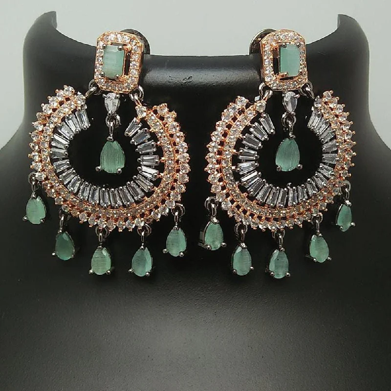 wedding stud earrings for women-Pooja Bangles 2 Tone Plated Crystal Stone Dangler Earrings