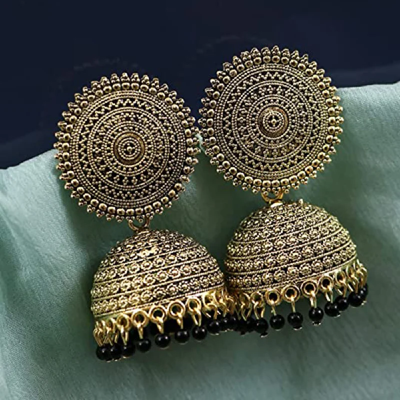 glamorous earrings for women-Subhag Alankar Black Attractive Kundan Jhumki earrings ideal for festive wear