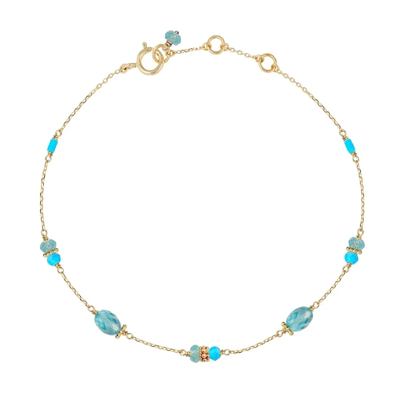 affordable bangles for women-Boho Bracelet Turquoise and Apatite - 18k Gold - Limited Edition