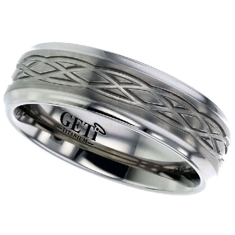 sterling silver rings for women-Celtic Titanium Ring - T023-17