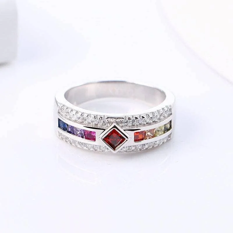 heirloom engagement rings for women-Square Rainbow Diamond Band