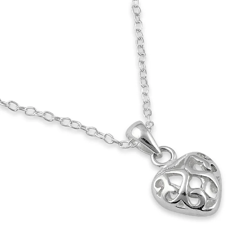 custom name necklaces for women-Sterling Silver Curly Heart Necklace