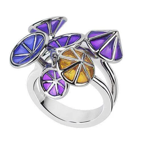 classic rings for women-Silver & Enamel Designer Ring - Ipomea