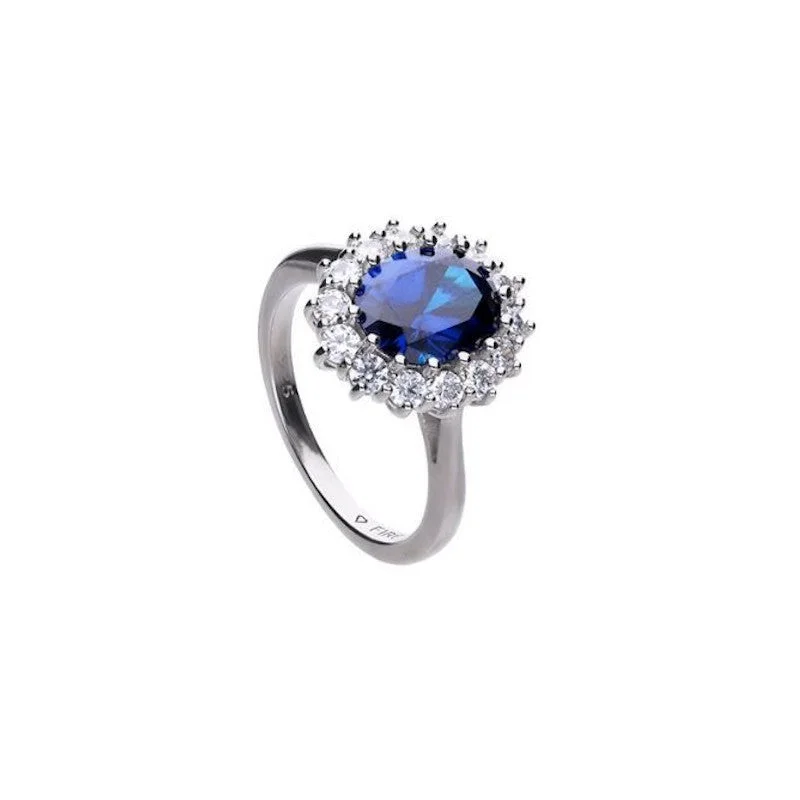 unique gemstone rings for women-Blue Sapphire Coloured Oval Soltaire Ring - R3663