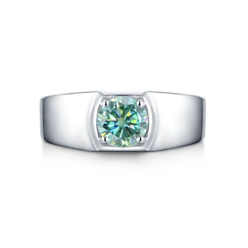 glamorous engagement rings for women-1.0Ct 6.5mm Green Color Diamond Adjustable Men's Ring