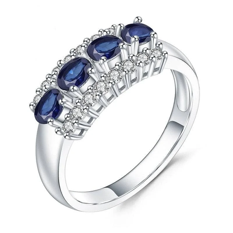 affordable gold engagement rings for women-0.92Ct Natural Blue Sapphire Ring Band