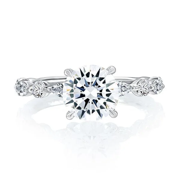 unique engagement rings for women-A.Jaffe Engagement Rings Classic Round Center Stone Diamond Engagment Ring with Alternating Shape Stones Band MECRD2929T/212