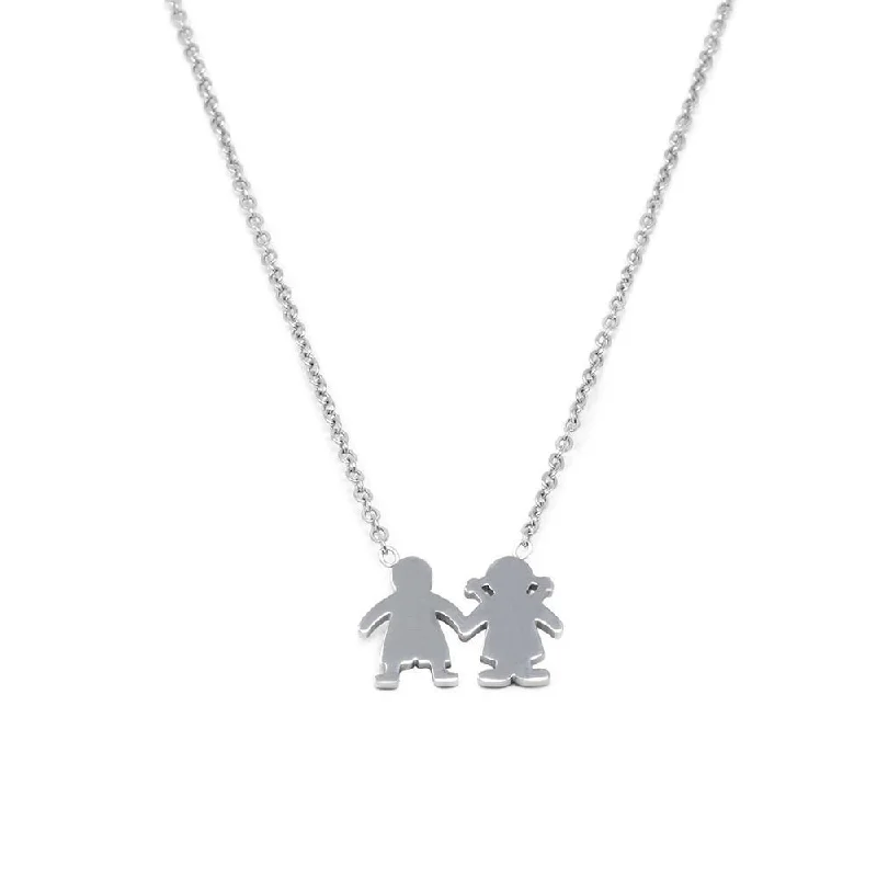 romantic necklaces for women-Stainless Steel Boy and Girl Necklace