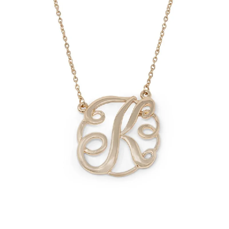 delicate necklaces for women-Monogram Initial Necklace K Gold Tone