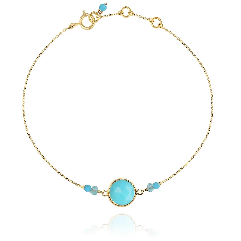 silver chain bracelets for women-Precious Chain Bracelet Turquoise - 18k Gold