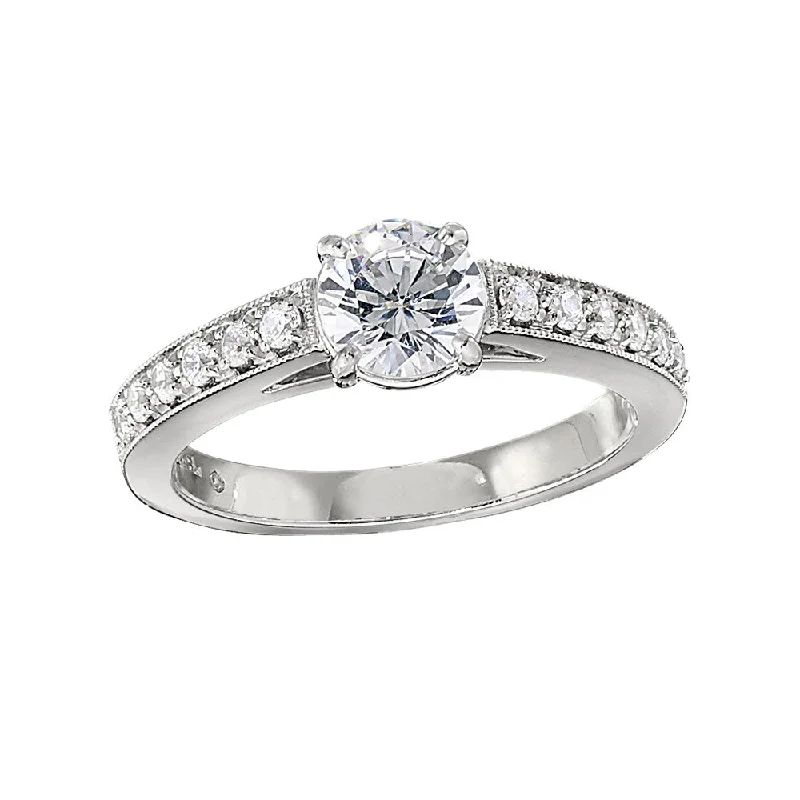 solitaire engagement rings for women-Classic Diamond Band Engagement Rings